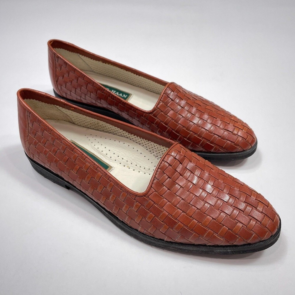 Cole Haan Flats Women’s Size 9 Brown Leather Basket Weave Loafer Made in Italy